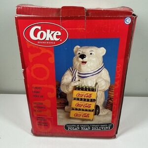 Vintage Coca Cola Polar Bear Coke Bottle Delivery Cookie Jar by Gibson 2000